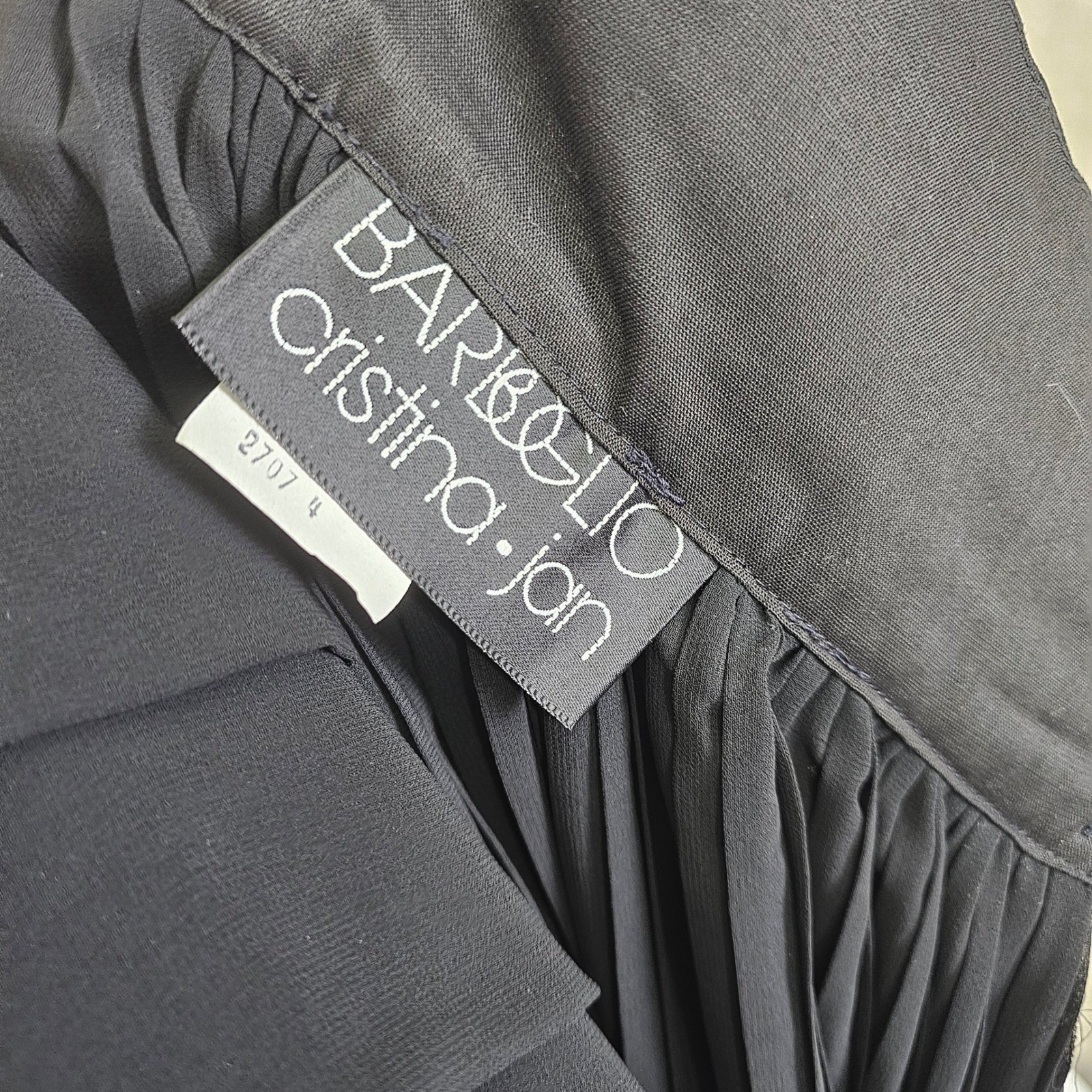 Vintage 80s Barboglio Cristina Jan Black Pleated Skirt & Sheer Blouse Set USA 4