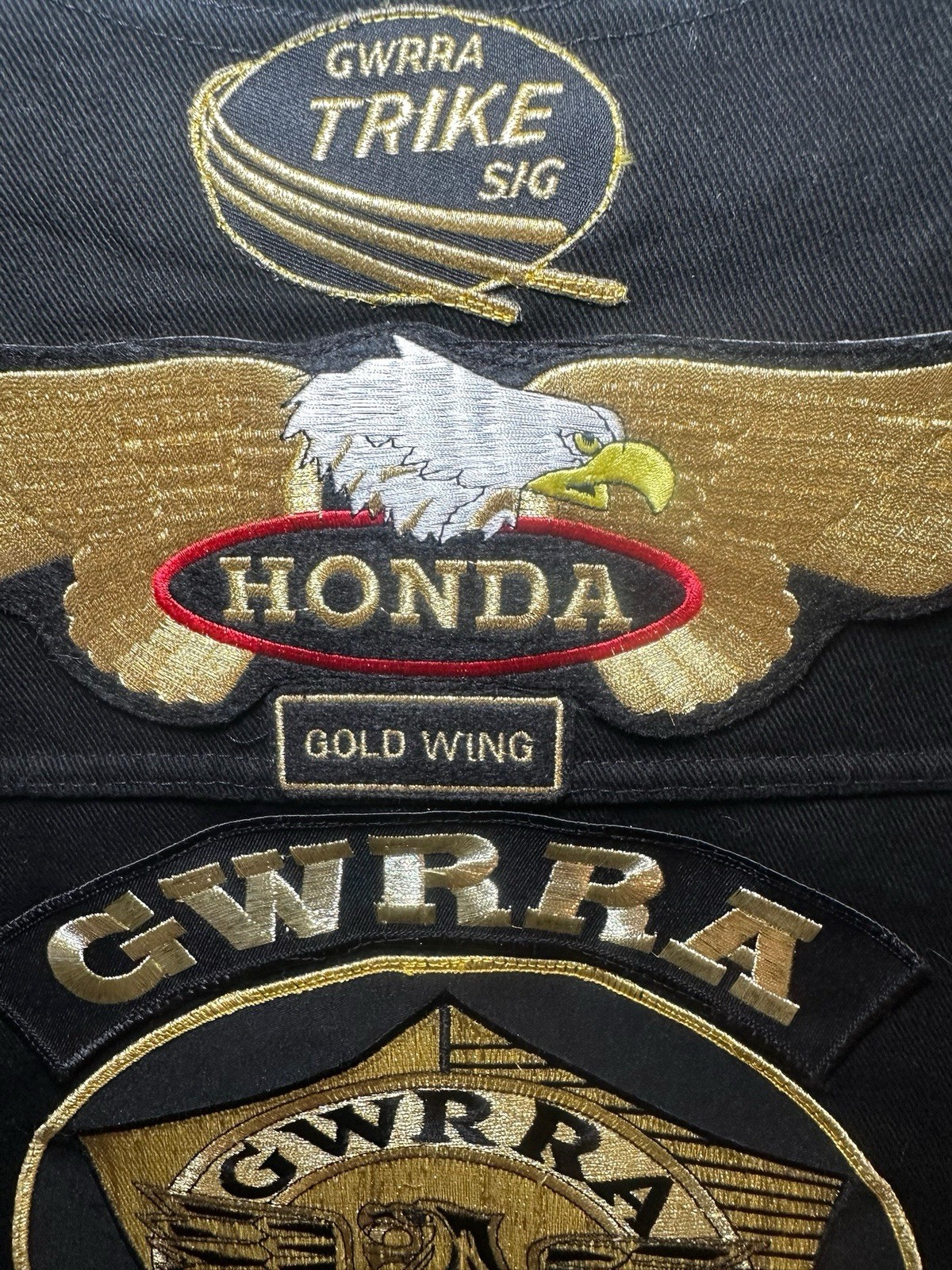 Vintage 90s Ladies Handmade Goldwing Rider Black Denim Vest Pins Patches GWRRA