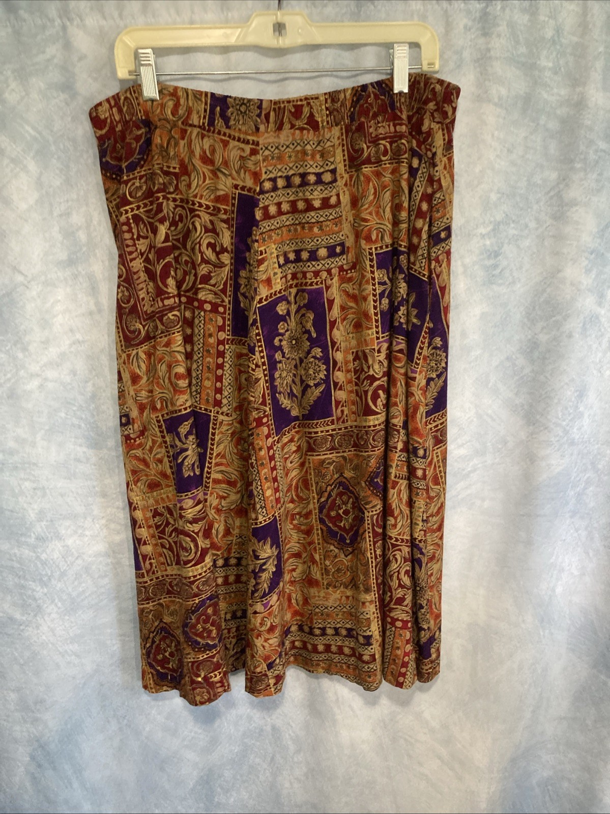 Vtg 80s 90s More Jazz Rayon Blouse Skirt Set Plus Sz 18 Tapestry Boho Floral USA