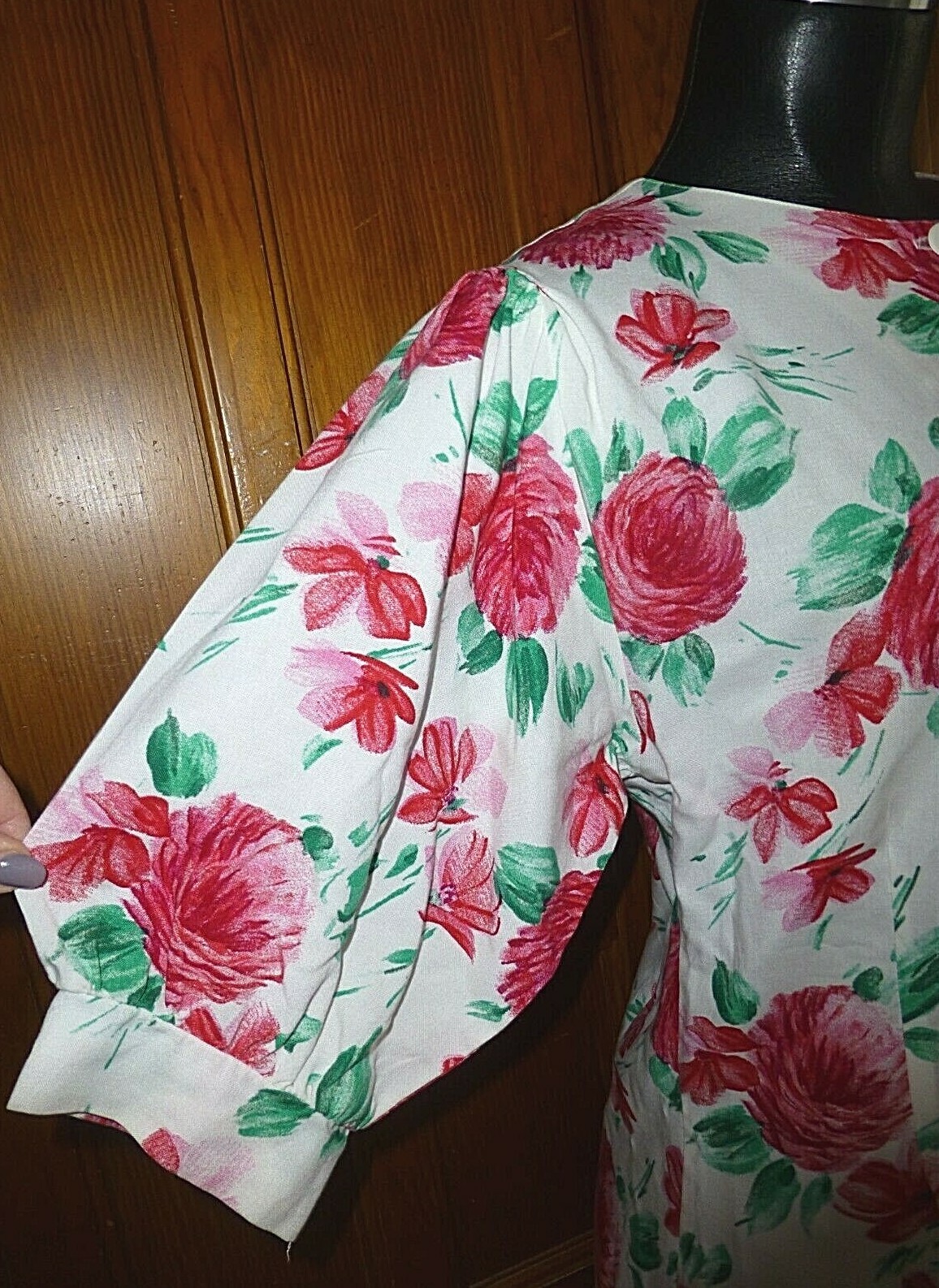 VTG 80s Watercolors Floral Print Boho Puff Sleeve Button down BLOUSE TOP sz M