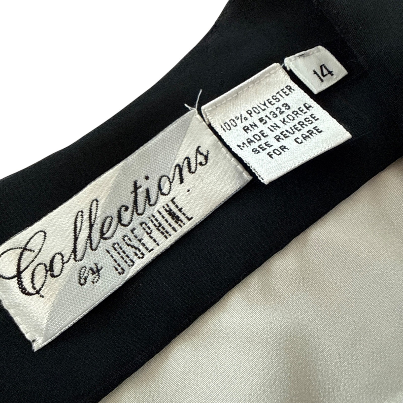 Collections by Josephine Tuxedo Blouse Pleated Bow Secretary Top 14 Black White