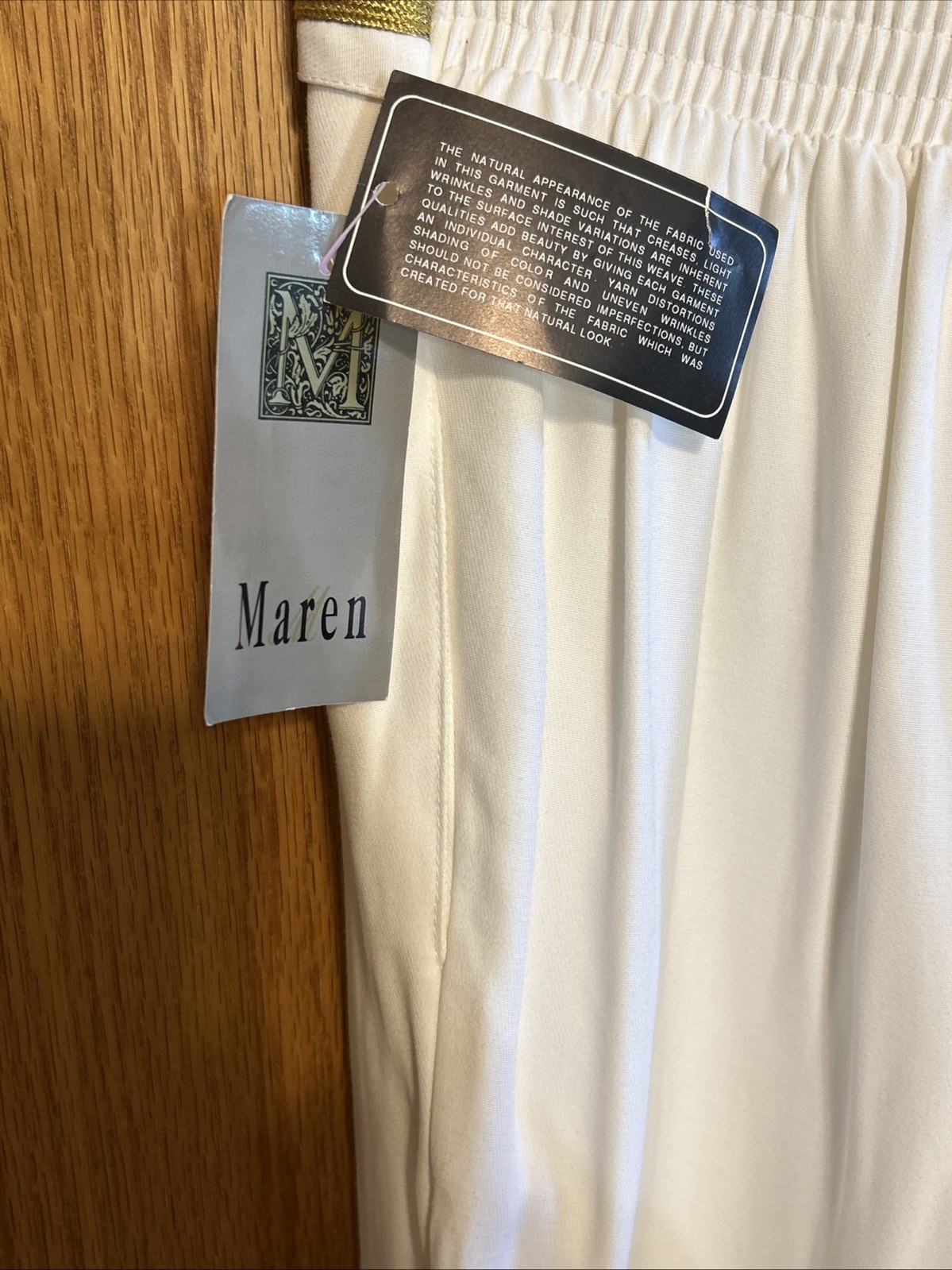 Vintage Maren Pants Slacks White Nautical Gold Trim Women’s Med 80s 90s Glam