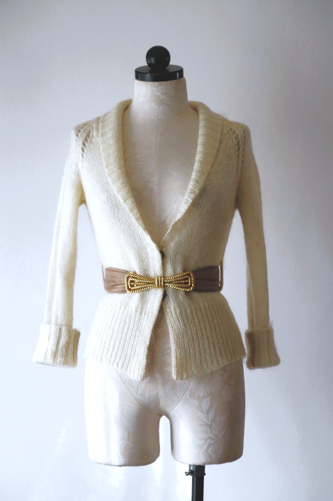 Y2K Isabel Marant Cream Fuzzy Mohair Romantic Cropped Cardigan Sweater Women XS