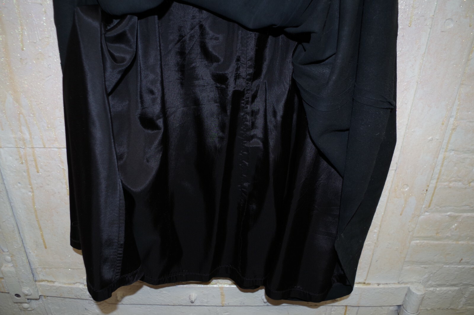 C11 VIVIENNE TAM Black Soft Suede Leather Flared Mid Length Skirt 16 Lined