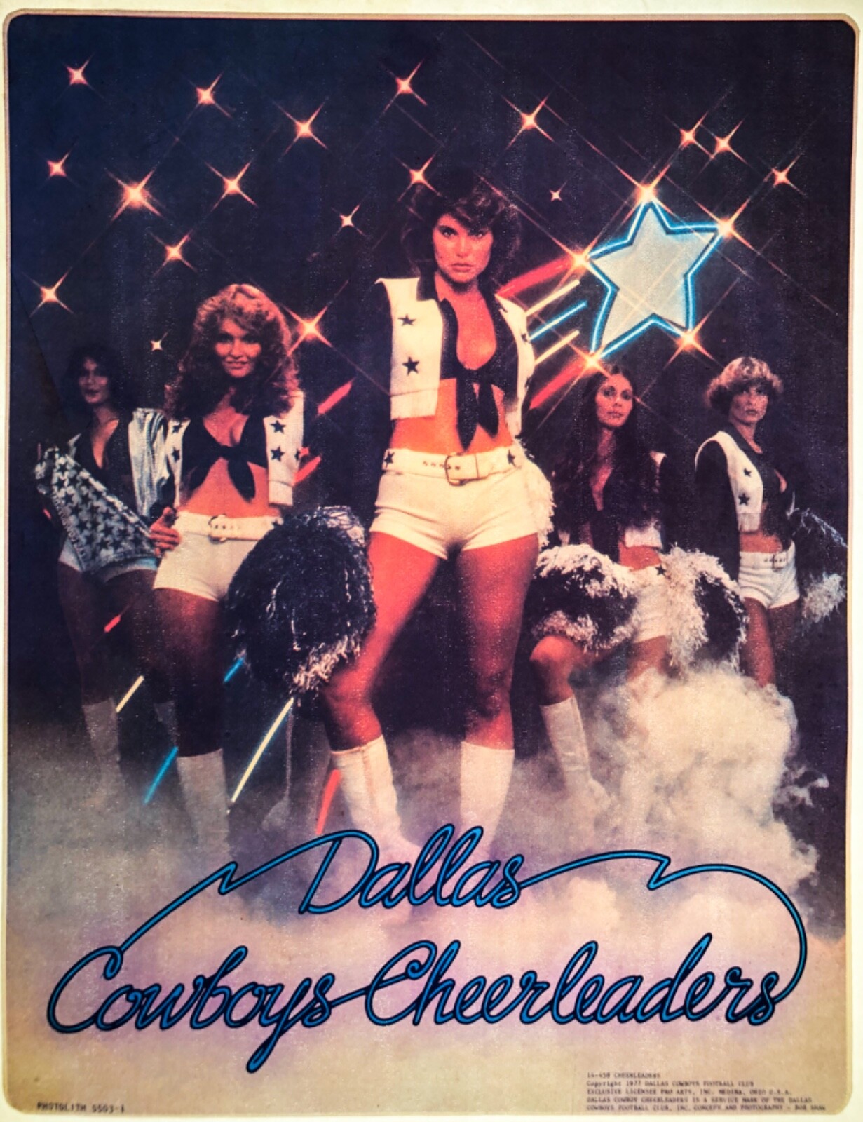 VTG 70s Dallas Cowboys Cheerleader NFL kiss Football T-Shirt Iron-On Transfer