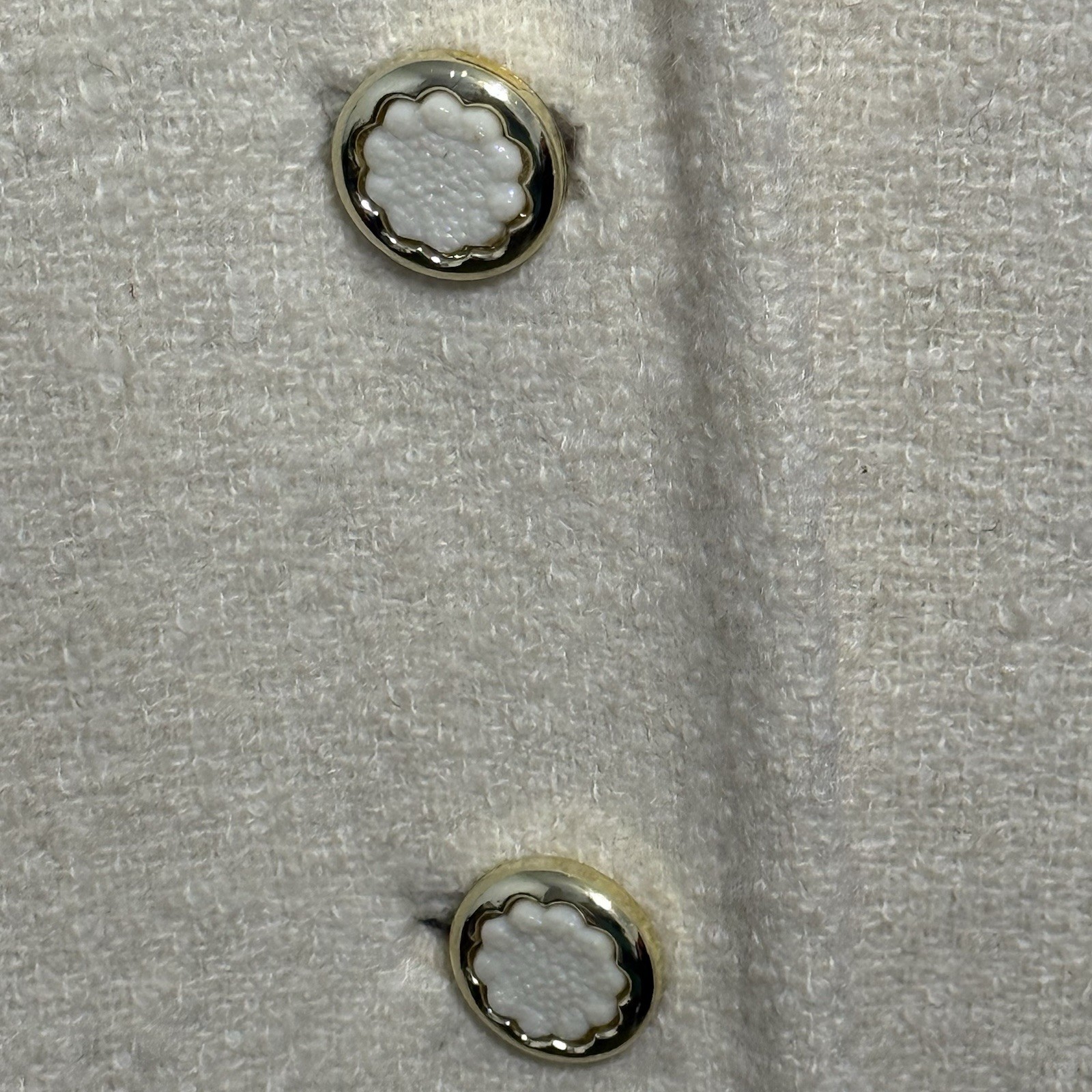 Vintage Shagmoor Cream Wool Button Front Bouclé Coat Size Large FLAWS