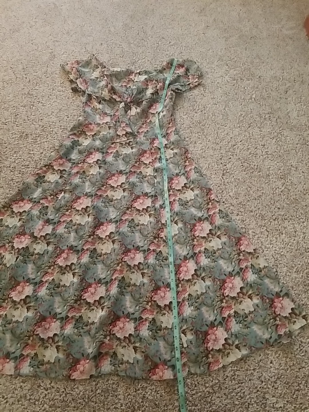 VTG Expo Floral Cottagecore Tea Party Dress Floral Size 8 Midi Sage Green Ivory
