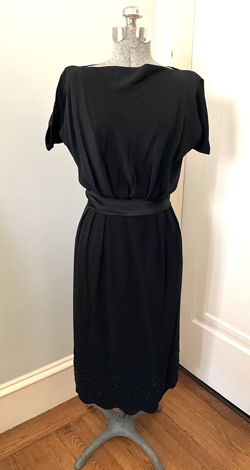 Vintage 1960’s Carlye Black Dress with Beaded Scalloped Hem