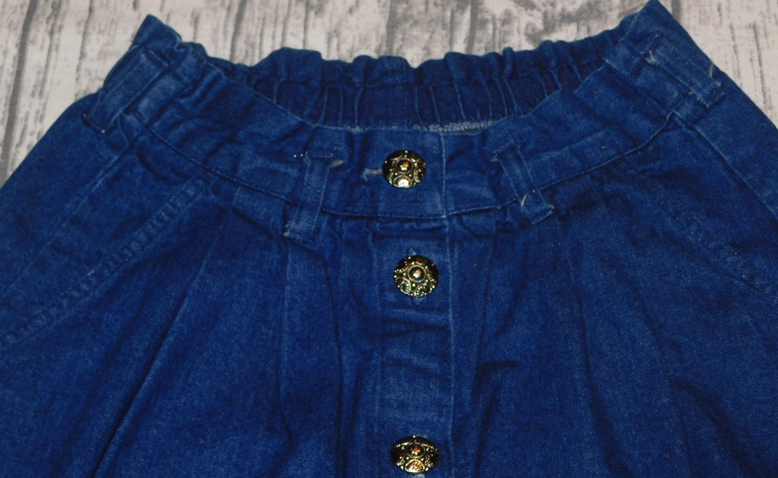 VTG 80s DENIM SKIRT WESTERN COWGIRL BUTTON FRONT BOHO A LINE MIDI sz 14 M/L