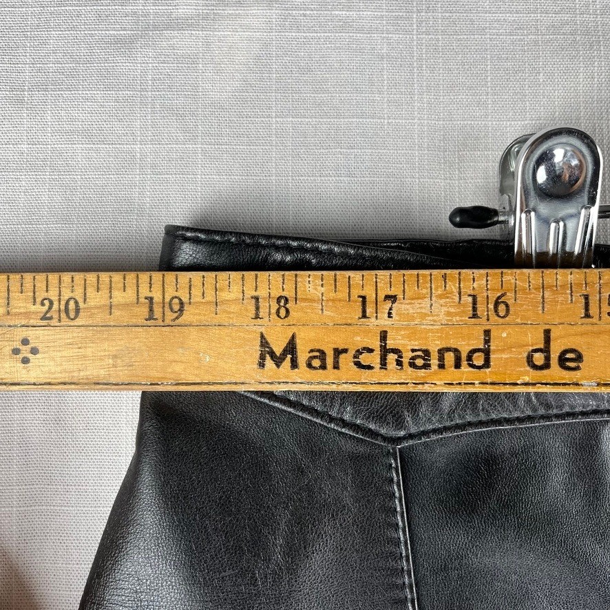 Vintage Antels 100% Leather Midi Pencil Skirt Womens 22 Black 90s High Waist