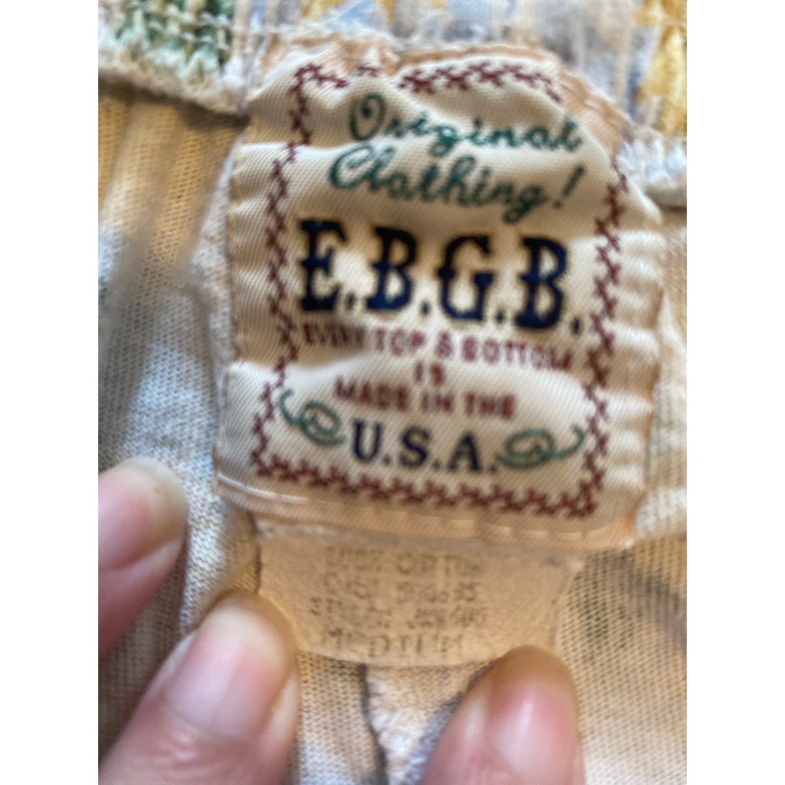 Vintage EBGB Sunflower Gingham Shorts Cotton Made in USA Yellow Blue Medium