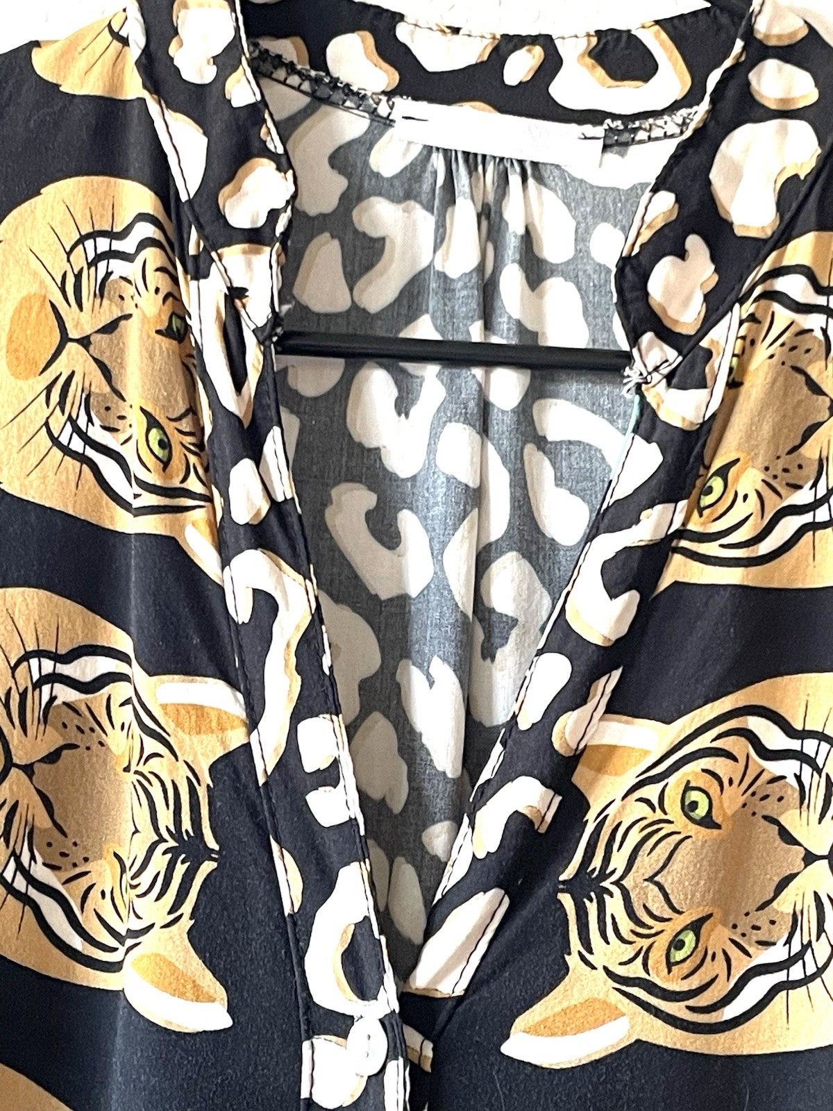 Vintage 90’s Viscosa Animal Tiger Leopard Babydoll Top/Dress Italy 1X/2X