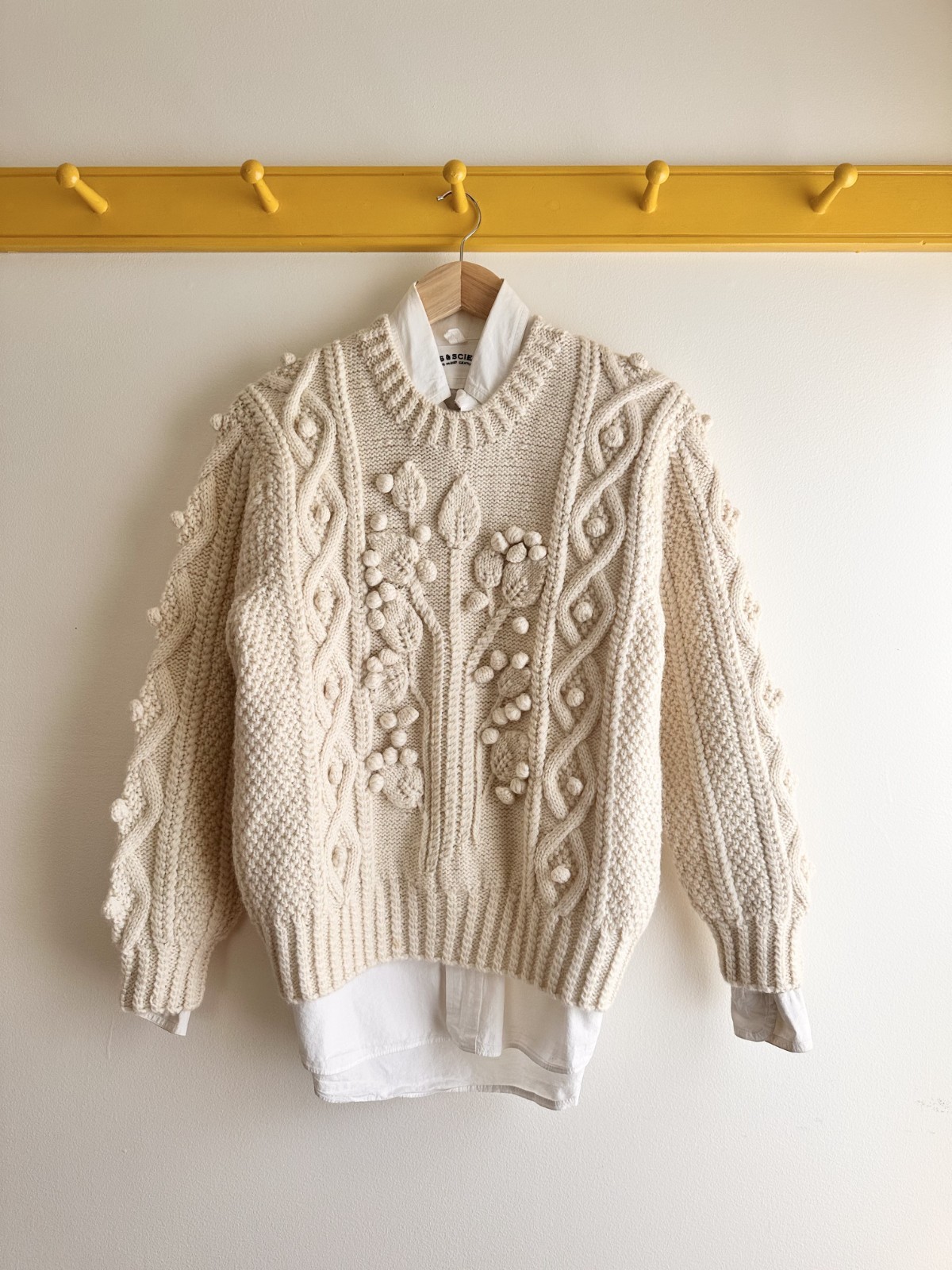 ISSEY MIYAKE I.S. Sport vintage floral bouquet 3D popcorn crewneck sweater S M