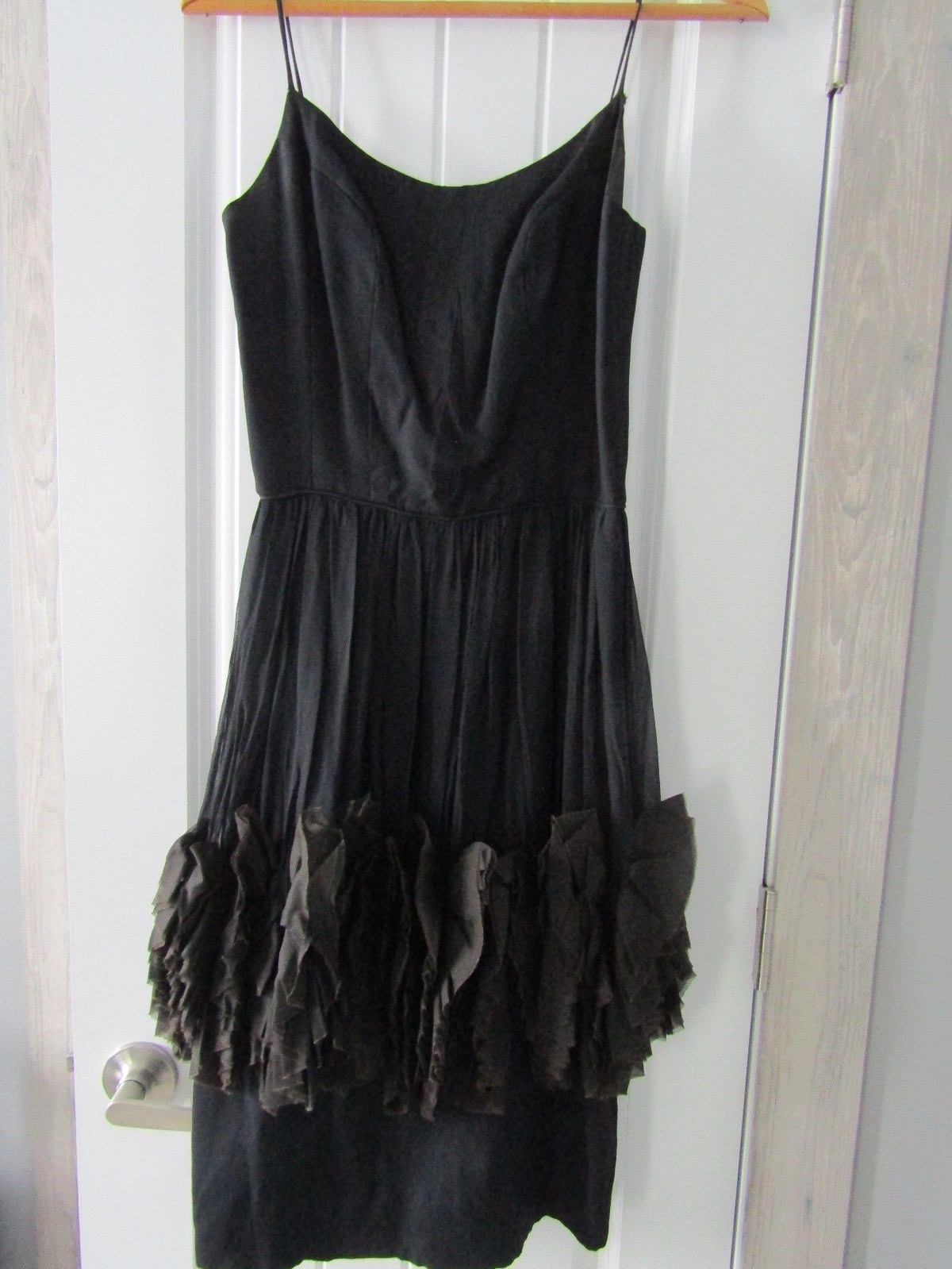 Vintage Jr Theme New York Black Cocktail Party Ruffled Skirt Dress Size 13