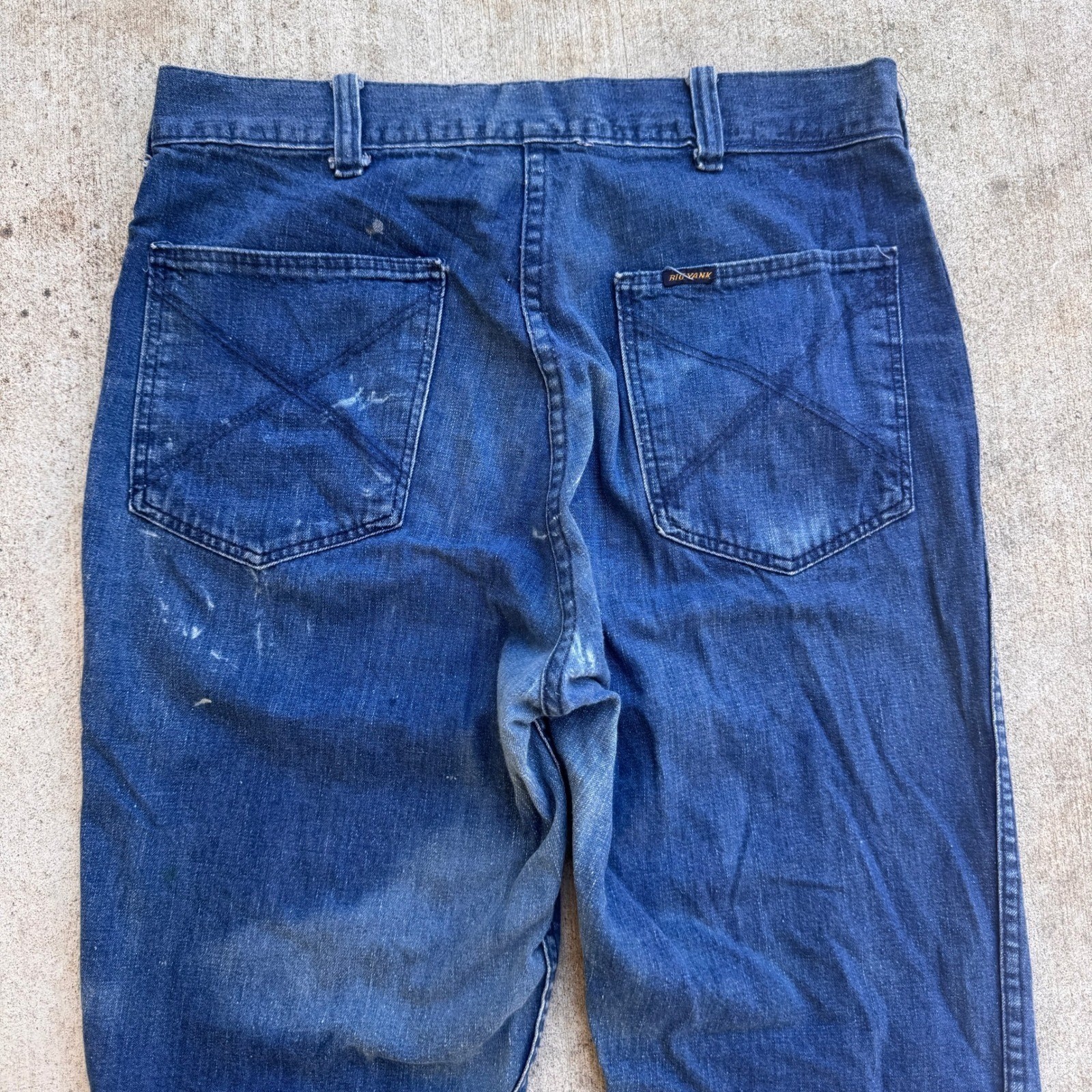Vintage Big Yank 70s Denim Bell Bottom Flared Jeans Patch Pocket Blue 30×30