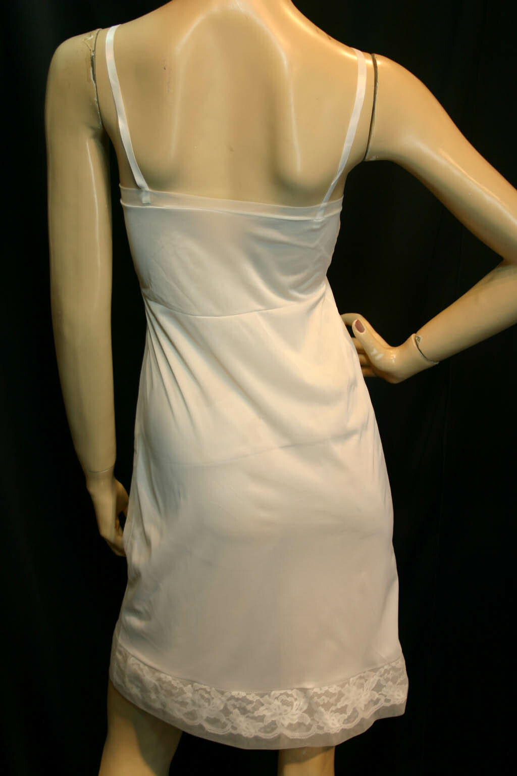 PINK Blush NOS Sz 32 Vtg 1970s Nylon Full Dress Slip Lace Chiffon Stoneswear 70s
