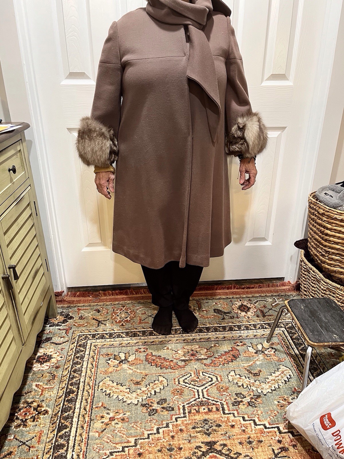 Vintage 60’s Coco Brown Wool Coat With Fox Cuffs