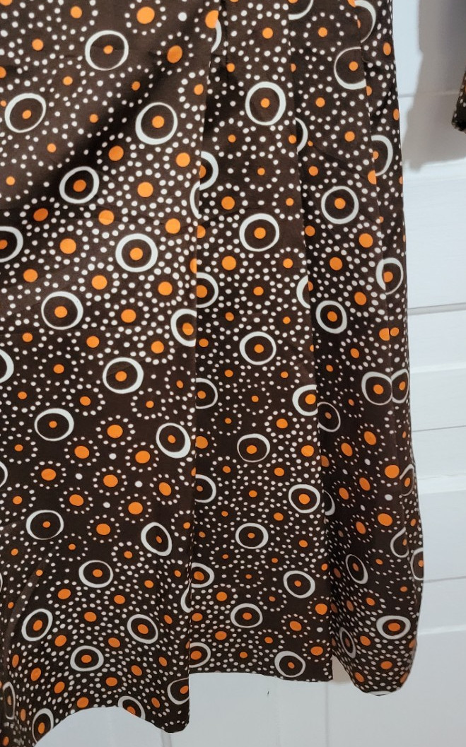 70s VTG Leslie Fay Original MOD ILGWU Union Mock Neck M Dress Polka Dots USA
