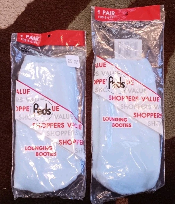 Vtg NIP Peds Orlon Powder Blue Lounging Booties X 2 ! Sz 8.5 – 11 Ladies USA !