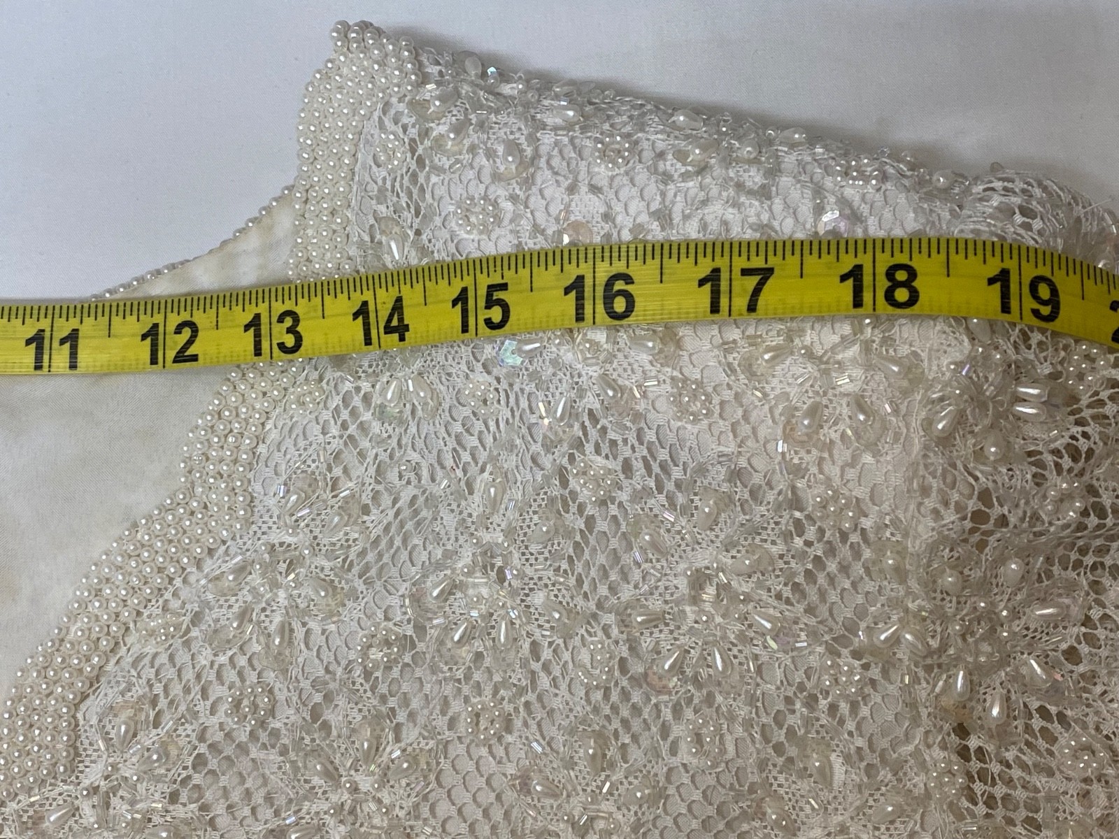 VTG Laurence Kazar Beaded Ivory Dress Elegant Floral Lace Formal Wedding 2X