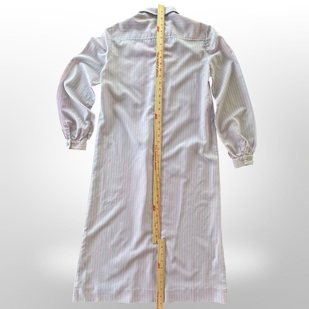 Vintage Shrader Sport Stripe Shirt Dress Pink Blue ILGWU Tie Waist S