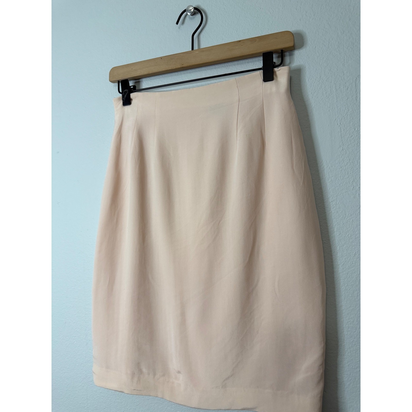 Vintage Chaus – Silk Blush Pink Petite Pencil Skirt Feminine Classic Old Money