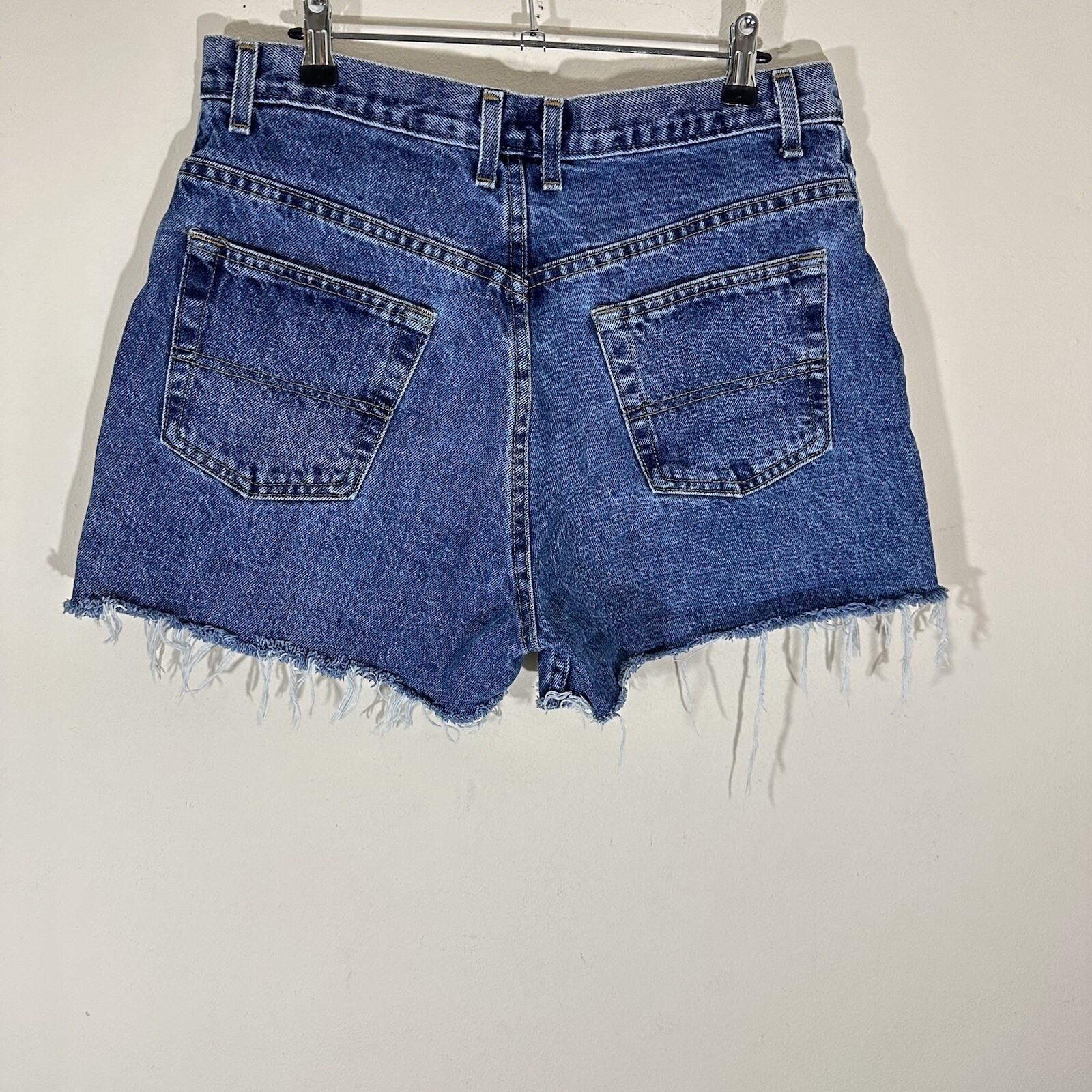 90s Y2K Vintage Faded Glory High Waisted Jean Cut Off Shorts Size 34 Mom Blue