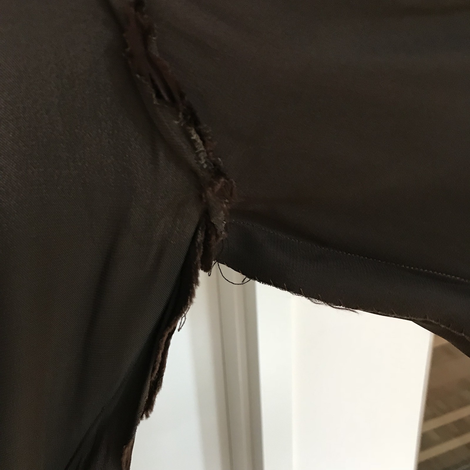 Vintage 30’s Women’s Brown Satin Dress Long Sleeve Matching Cape Macrame Conmar