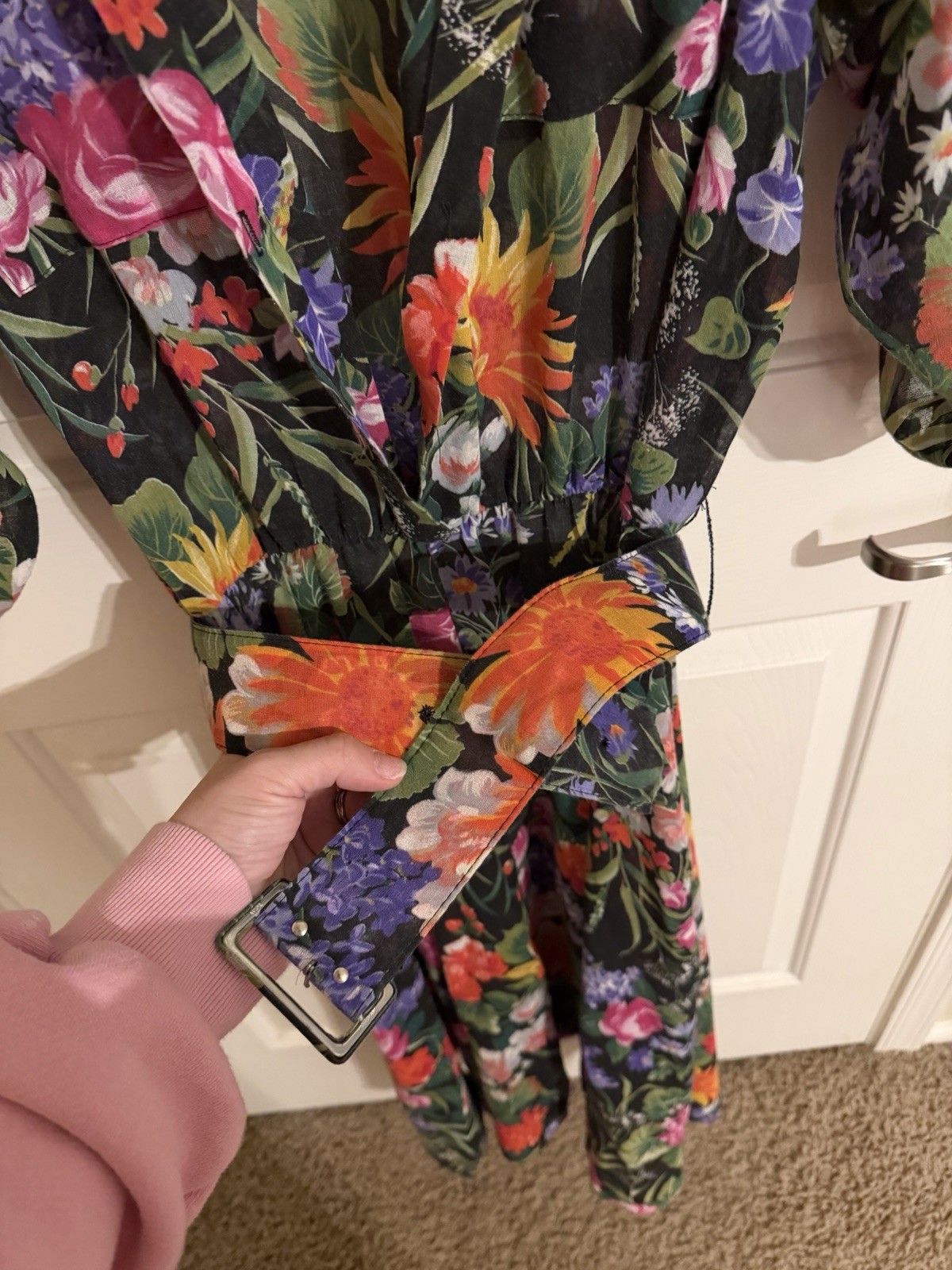 1980s Vintage Toni Todd Women’s Dress Size 16 Floral Button Up With Belt