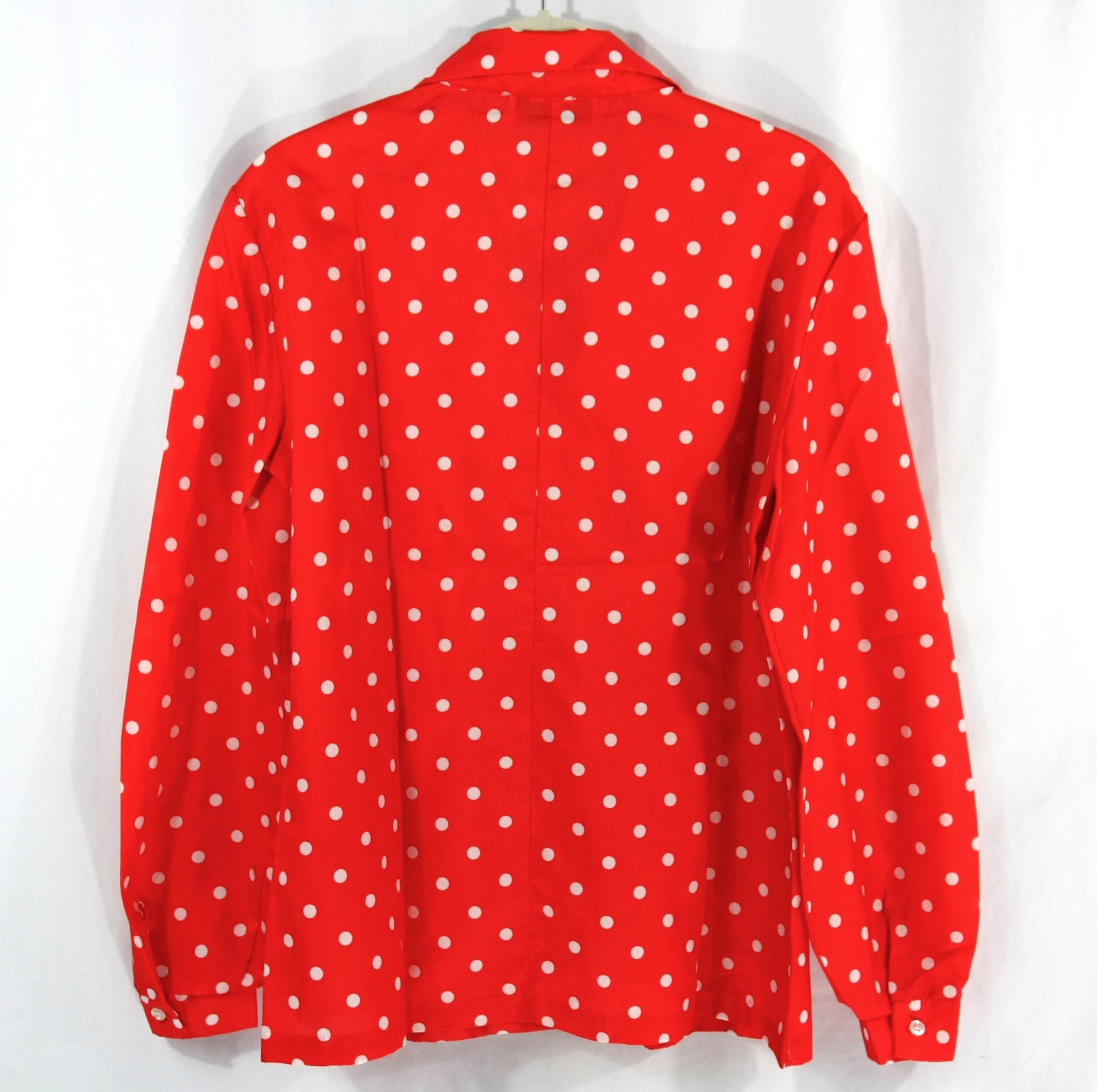 Vintage Lucky Winner Red and White Polka Dot Satin Secretary Career Blouse Top M
