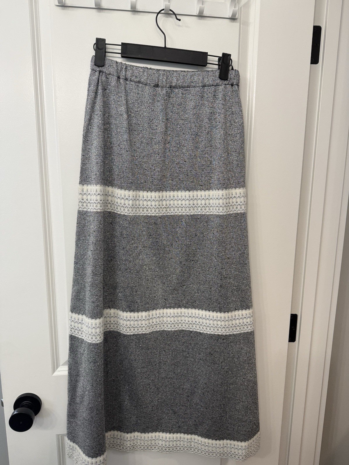 Rare Vintage 70s WENJILLI Crop Top and Maxi Skirt 70s Metallic Lurex Knit Set