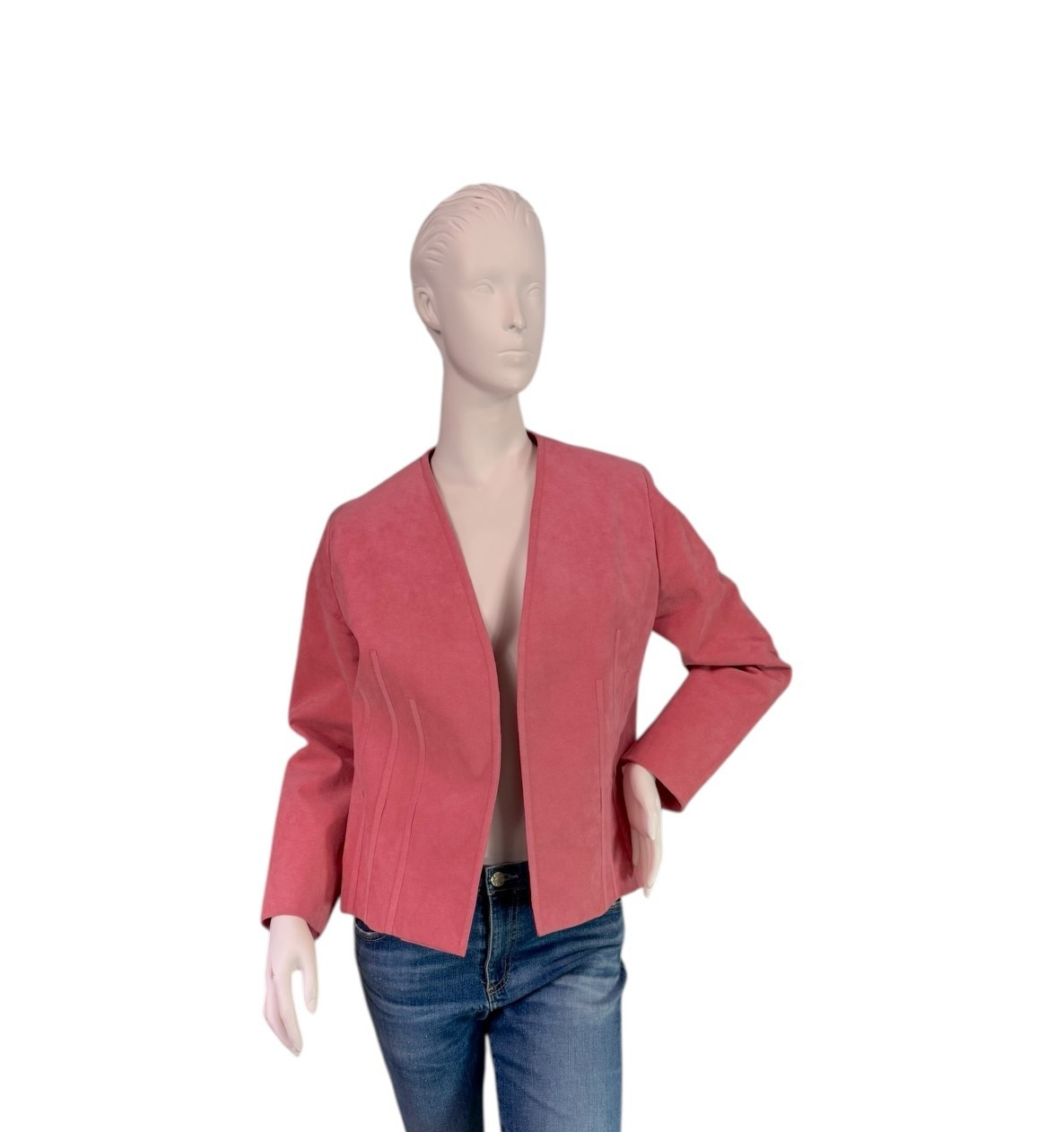 Vintage 70s Gino Rossi x Wilson Ultrasuede Pink Open Jacket Made in USA Size M