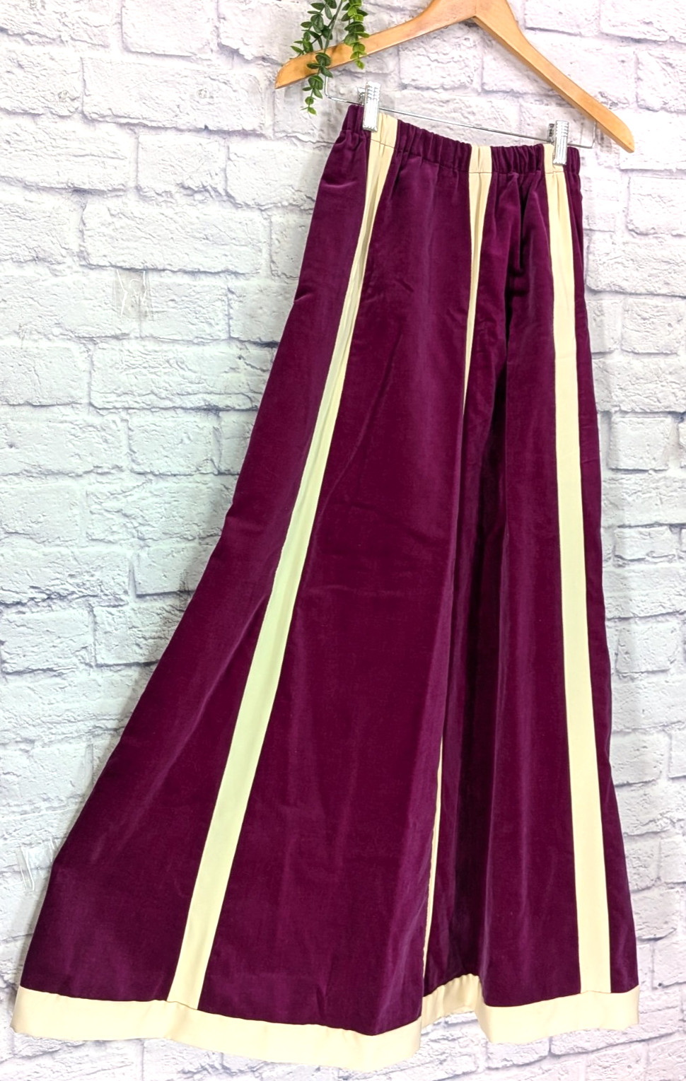 COLOR WOW😍Chessa Davis Vntg 70s Velvet Full Maxi Skirt Lace Lined Boho Made USA
