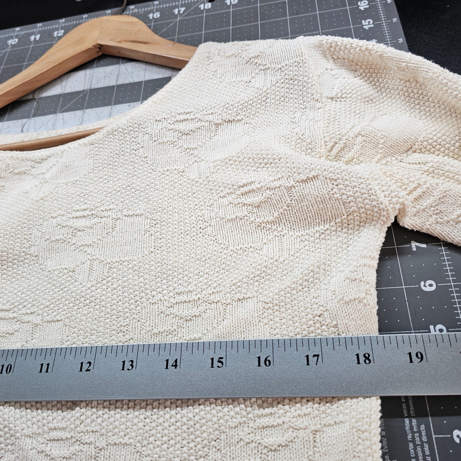 Vintage Wrangler Sweater Women Med White Floral Knit Twee Preppy Cottage 80s