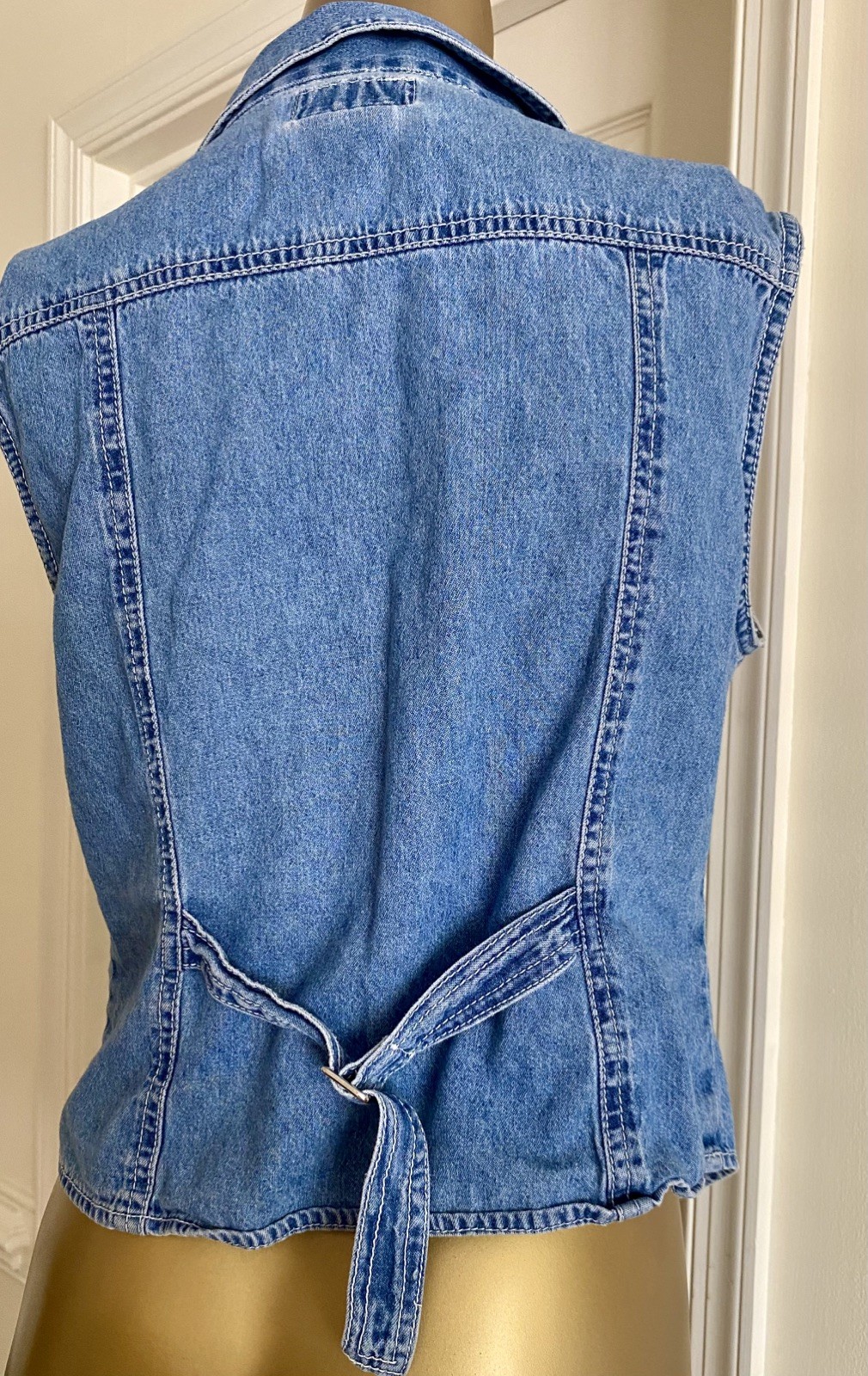 Vintage Sleeveless Denim Vest Top Pearl Snap Y2K 90s Festival Western Size M