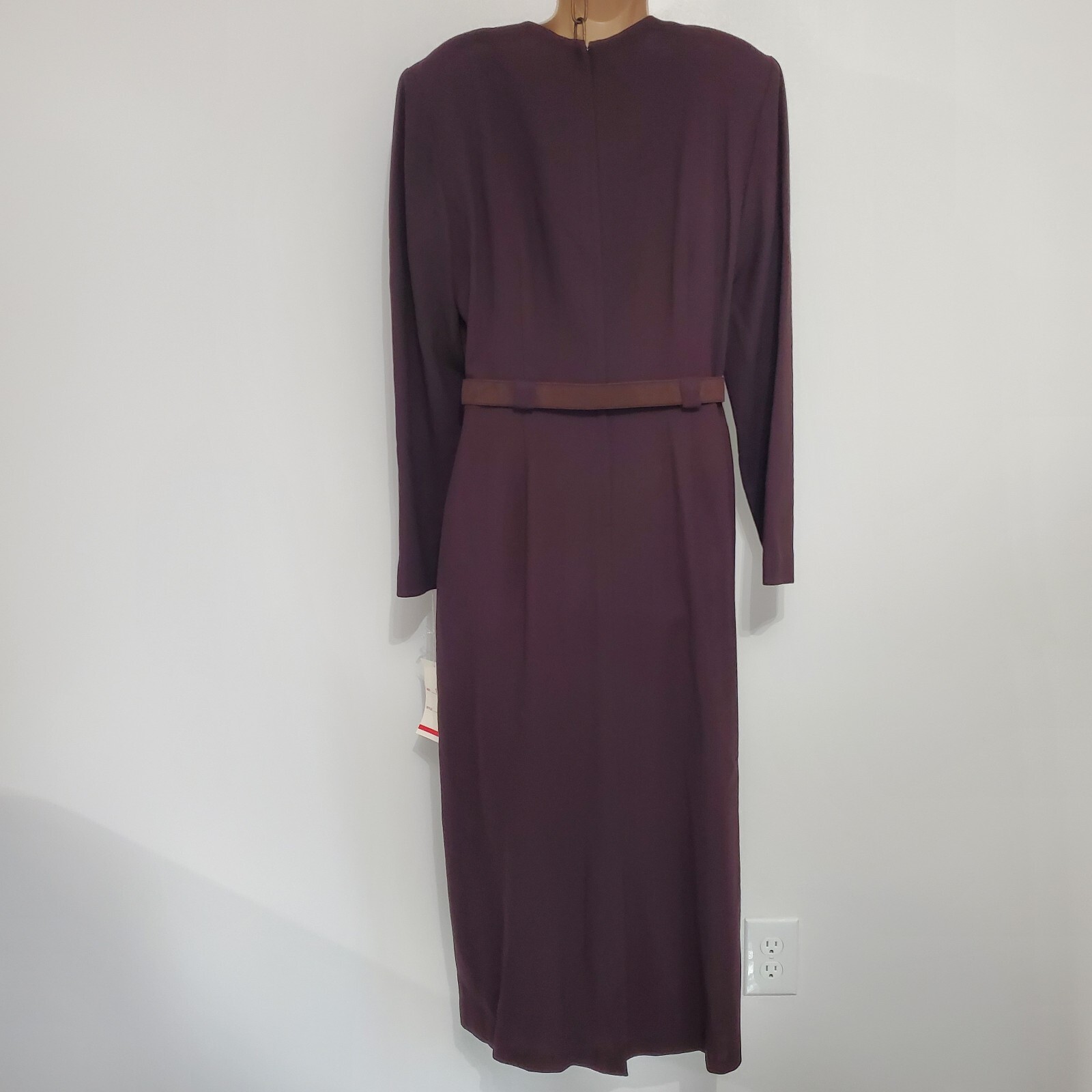 Vintage Oberon Wool Mocca Brown Belted Dress Gold Buttons Desinging Women