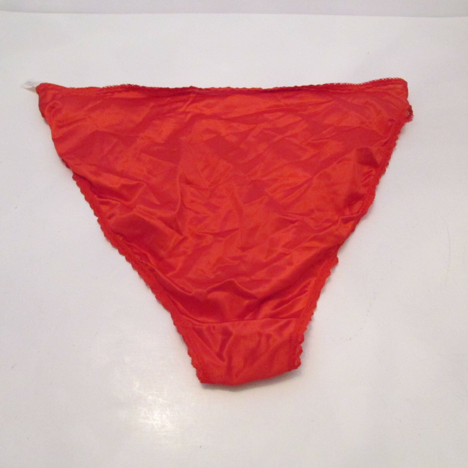 Body Lites J.C. Penney Red Nylon Lace Hi Cut Leg Brief Bikini Panties L USA made