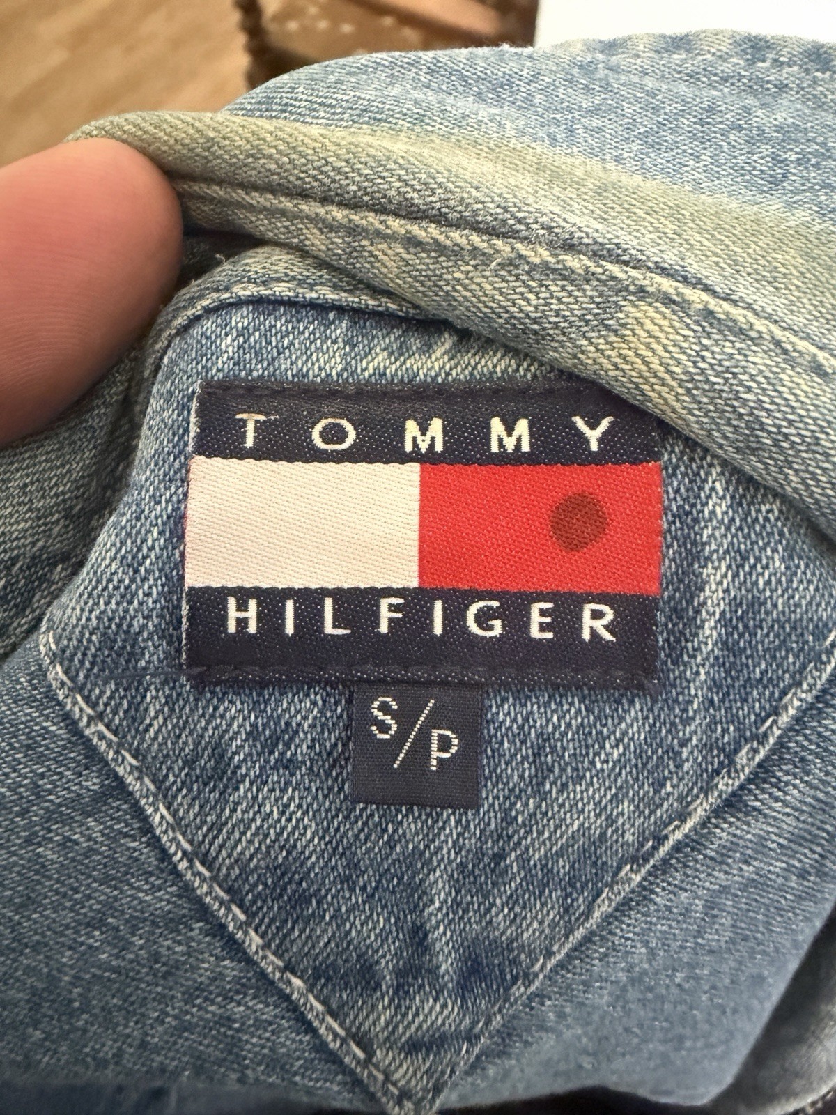 Vintage 90s Tommy Hilfiger Denim Half Zip Pullover Shirt S/P Oversized Jean Top