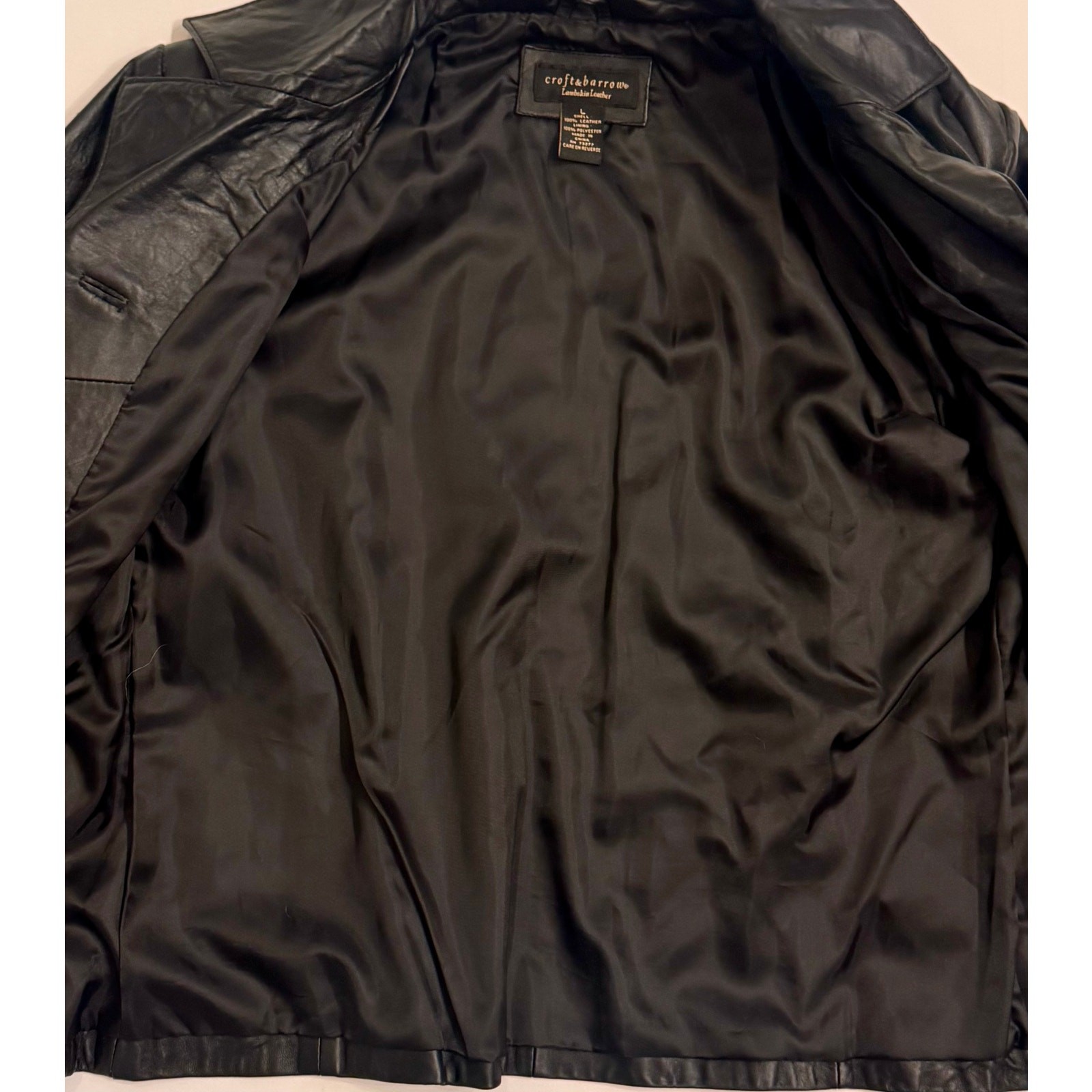 Vintage Croft & Barrow Women’s Lambskin Leather Button Front Jacket Black Size L