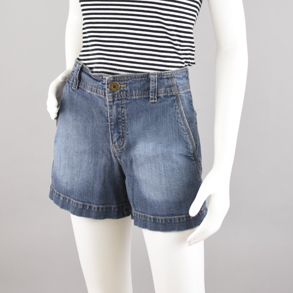 Y2K Faded Glory Utility Jean Shorts, Women’s Size 10, 32″ Waist