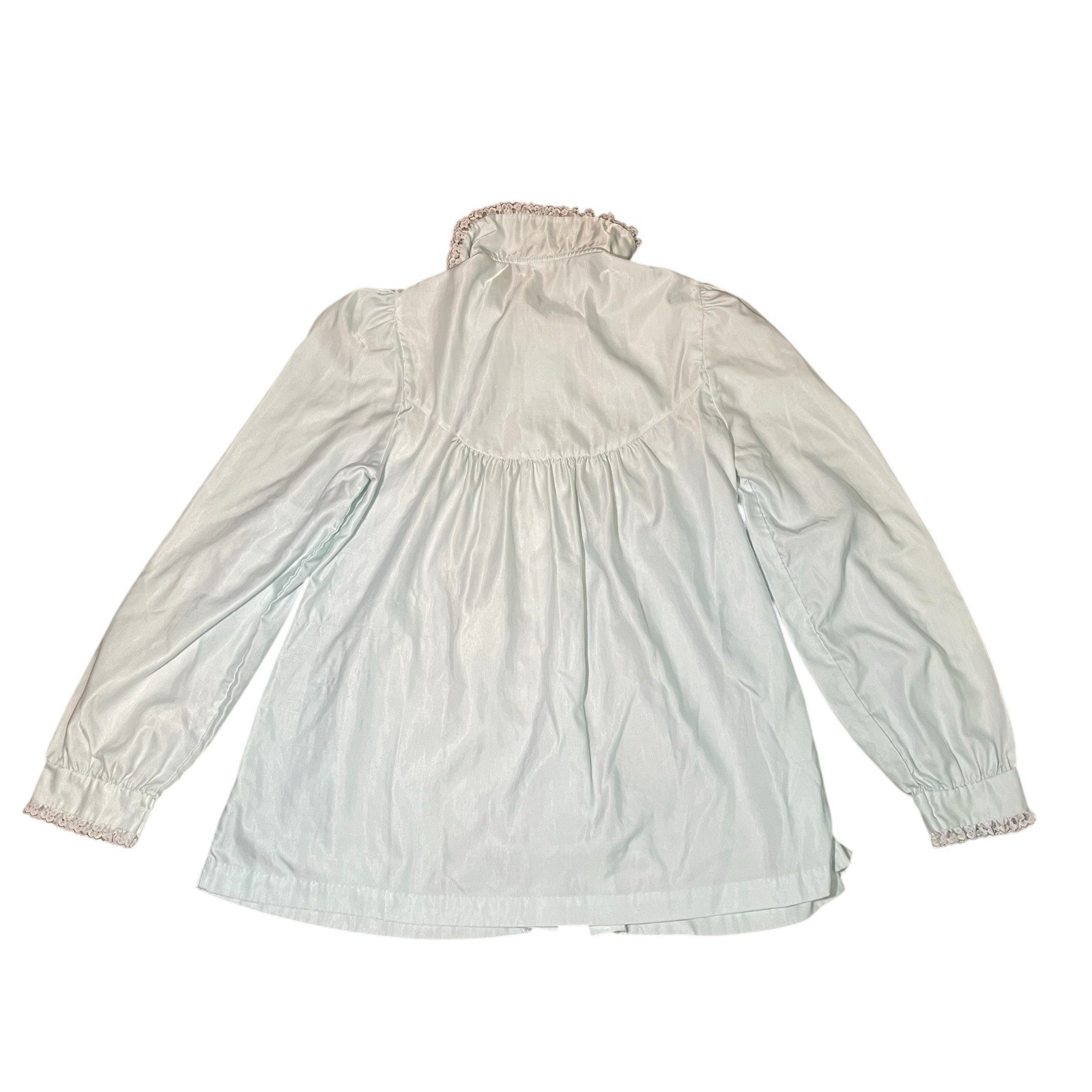 Vintage Barbizon Light Blue Lace Sleep Shirt Button Front Small Nylon Blend