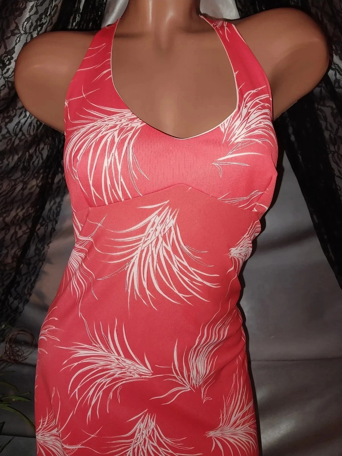 Vtg SILKY NYLON ORANGE ITALY 70S NIGHTGOWN LONG MAXI HIPPY DRESS S 34