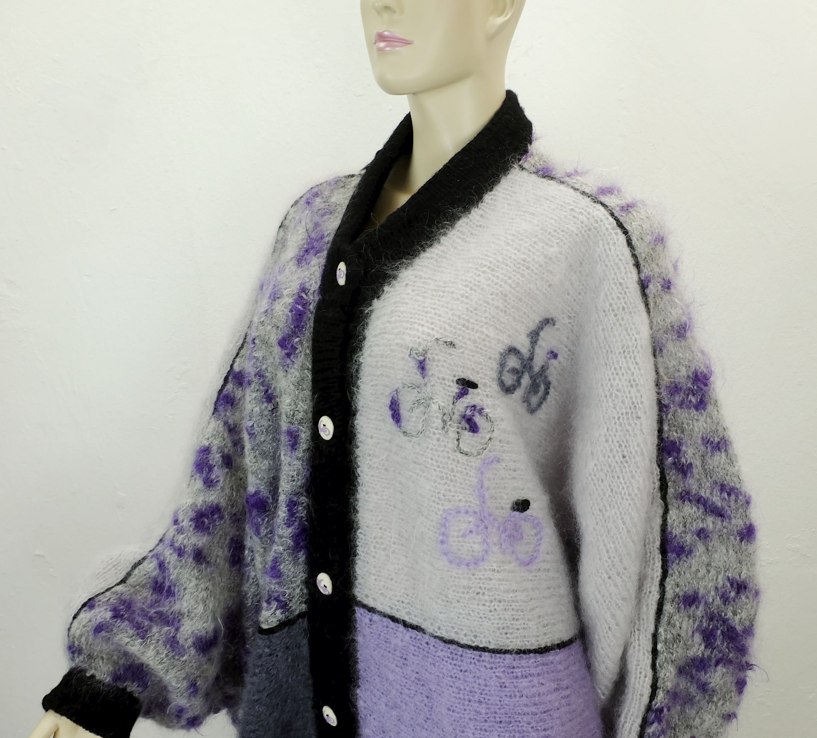 Cardigan oversized cardigan 80s vintage mohair batwing sleeves size 38/40