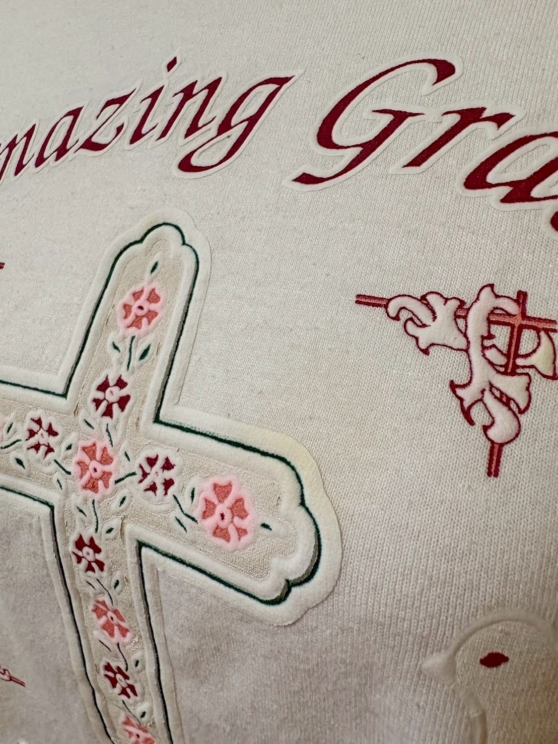 Vintage 80s 90s JERZEES Amazing Grace Cross Graphic T shirt White USA SizeXL