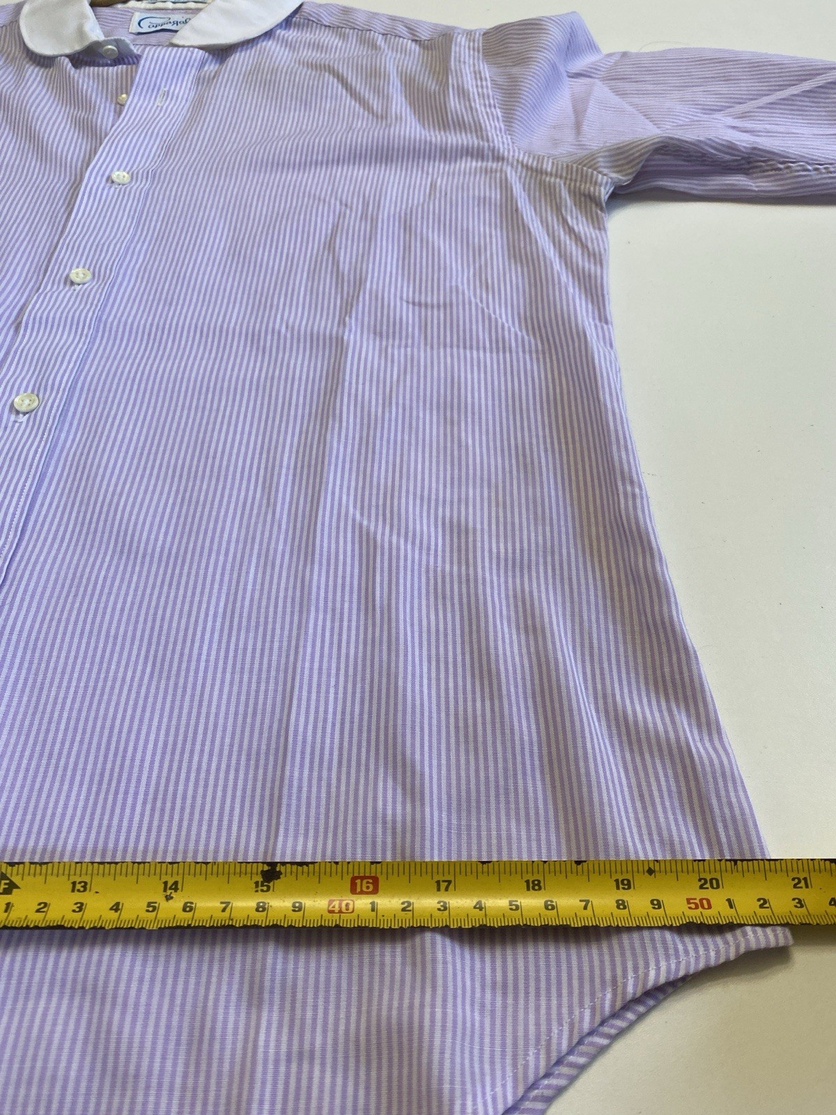 Vtg Pappagallo M Peter Pan Collar Cotton Blend Top Shirt Stripe Lavender Preppy