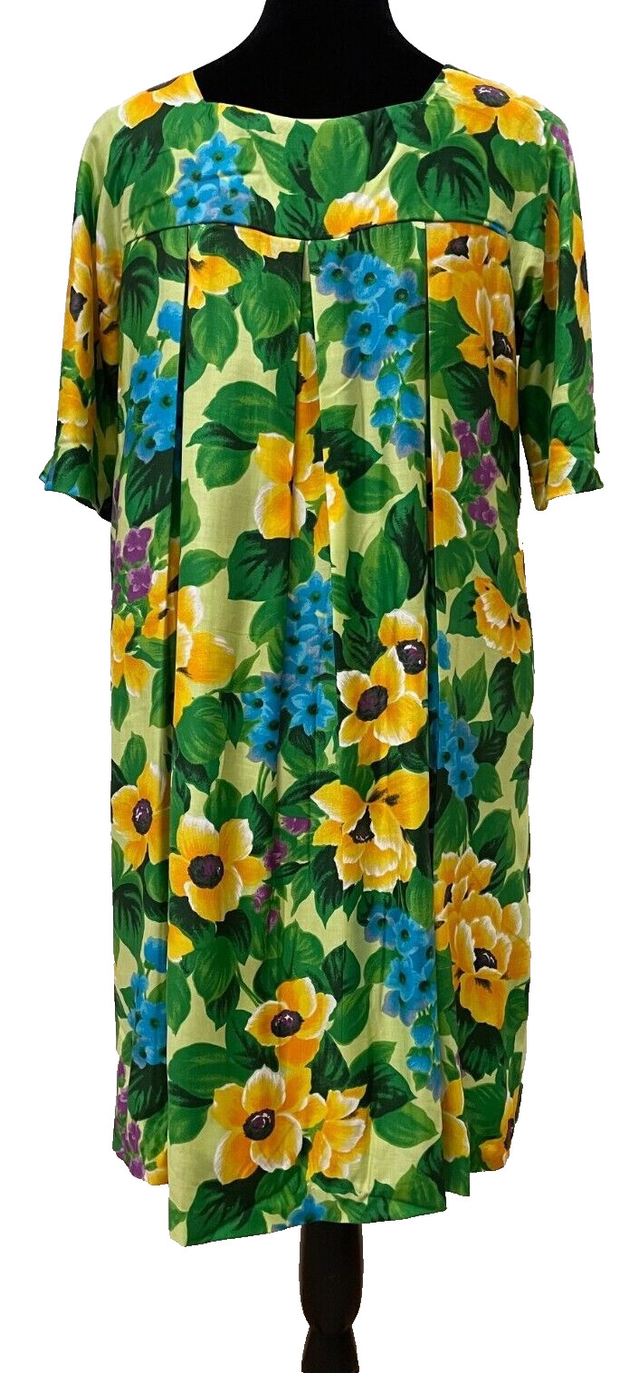 Vintage Sears Cottage Core Pleated House Dress Small Multicolor Floral Cotton