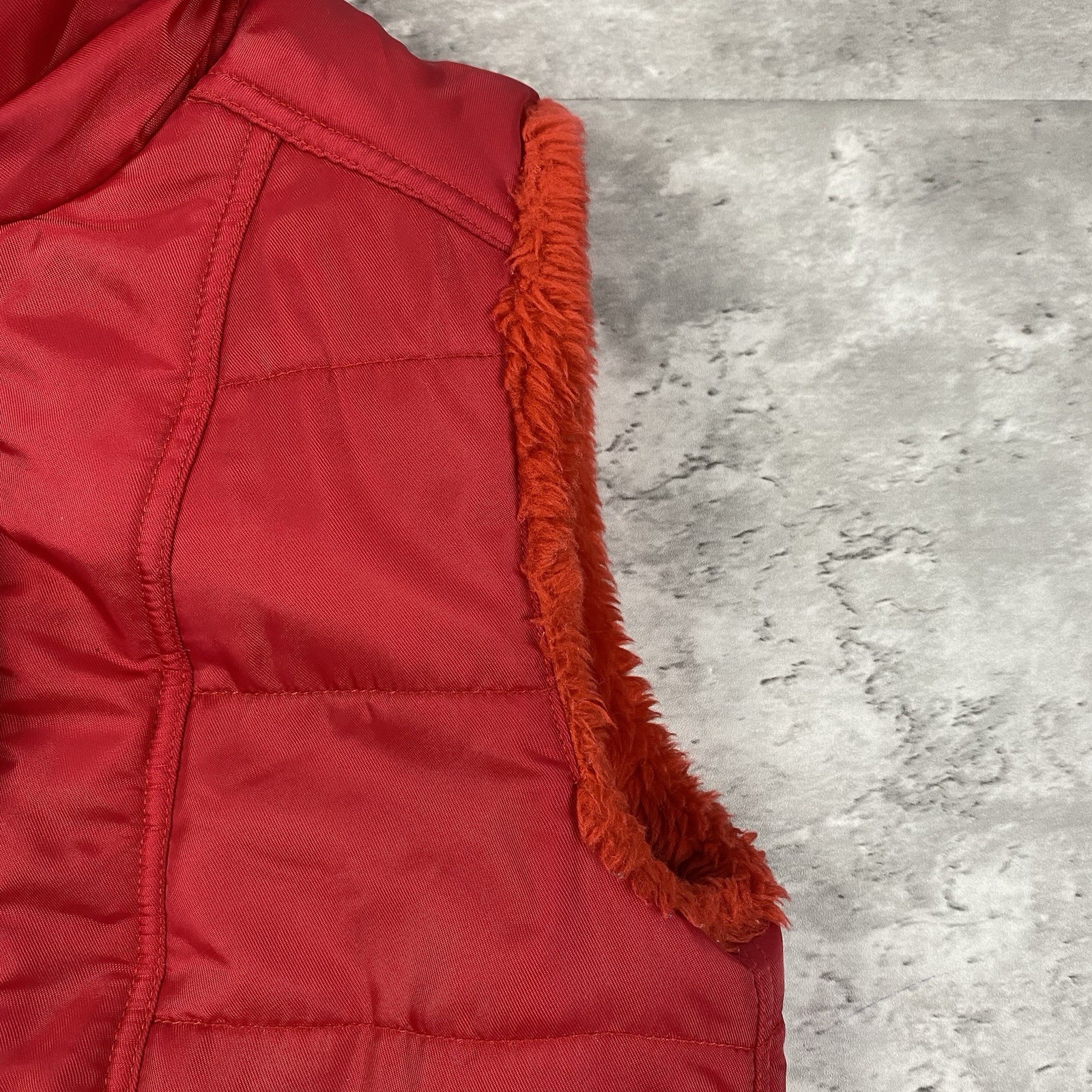 vintage ROCAWEAR vest womens fleece lined red puffer Y2K retro street wear zip