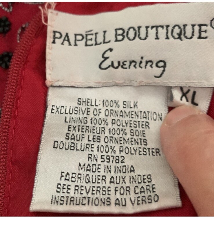 Vintage Adrianna Papell Boutique Evening Red Silk Blouse Beaded XL