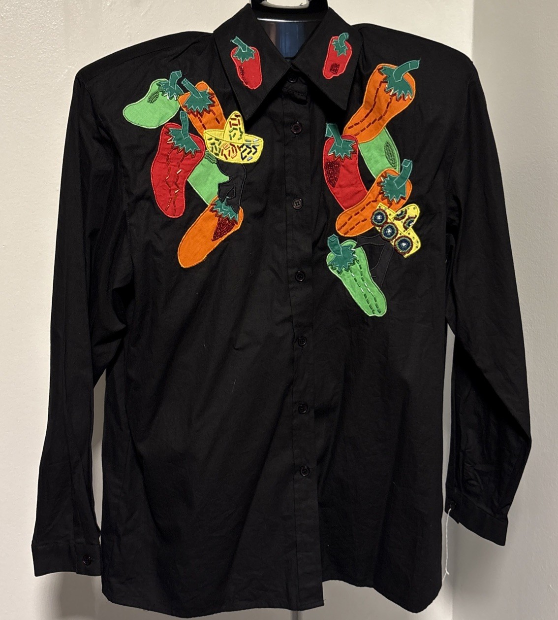 Vintage Harbour Vue Beaded Pepper Button Up Shirt W Size 10 Western Fiesta