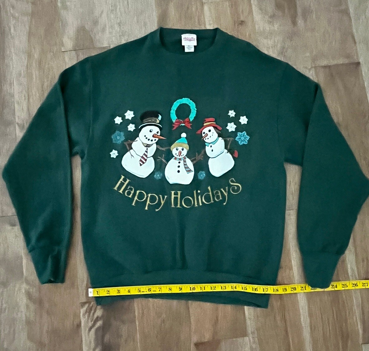 Vintage Women’s Christmas Holiday Sweatshirt Size M Textured Snowman 90s